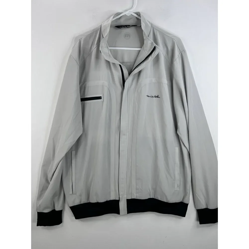 Travis Mathew Jacket Mens XL Full Zip Windbreaker‎ Fitted Golf Jacket Ivory Read